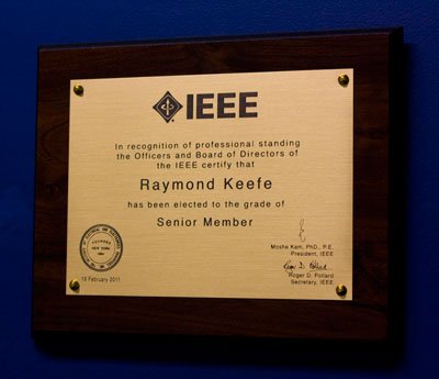 Ray Keefe IEEE Senior Engineer Plaque