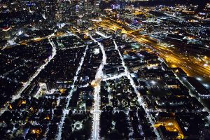 Modern Street Lighting - Aerial View