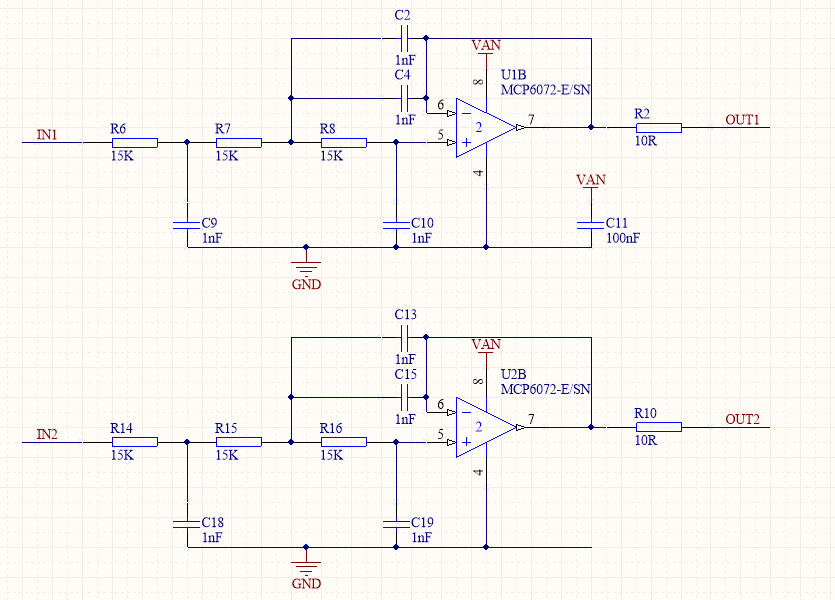 Active Low Pass Filter Schematic